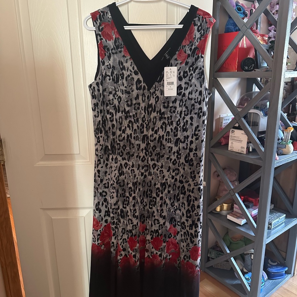 Picadilly Fashion Black and Red Animal Print Maxi Dress